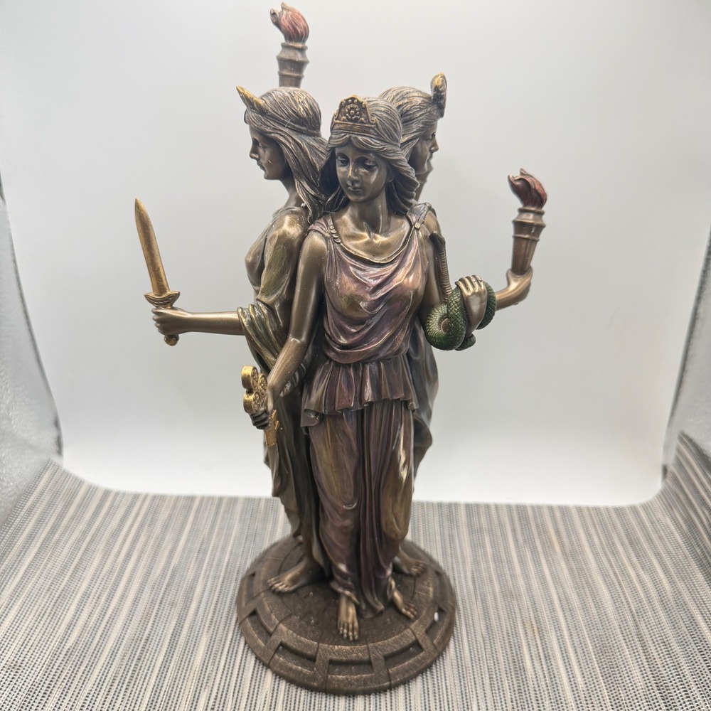 Veronese Design Hecate Greek Goddess Statue Cold Cast Bronze Triple Form 8 inch